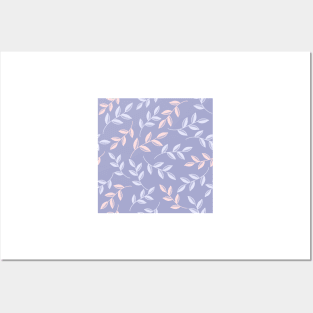Leaves repeat pattern in pastel lavender Posters and Art